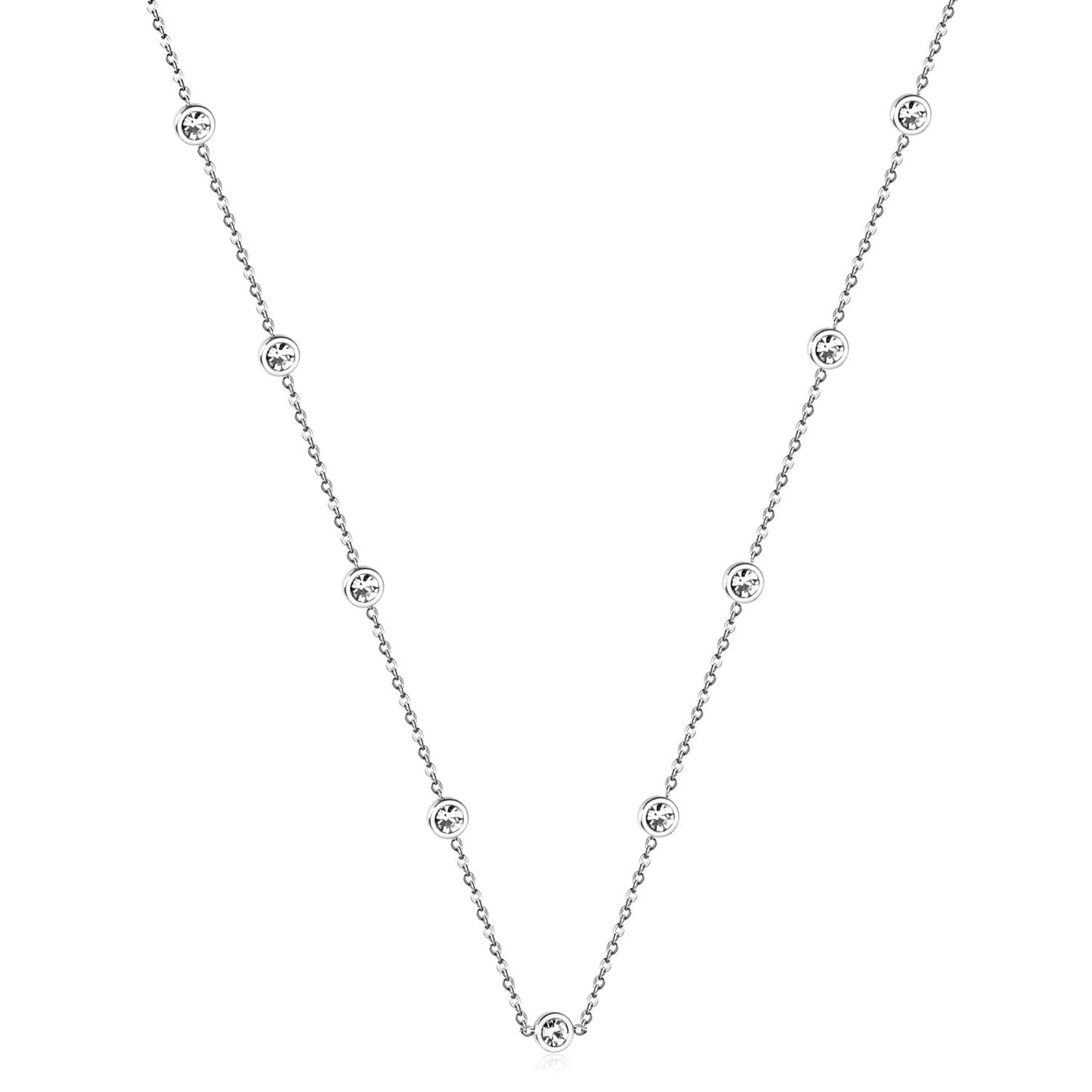 Round Pendant Necklace with Mixed Color Diamonds and White Diamonds 6mm 57+5cm