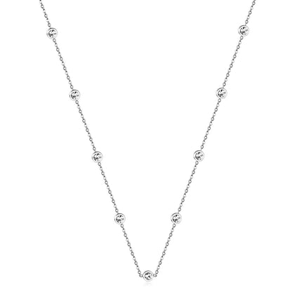 Round Pendant Necklace with Mixed Color Diamonds and White Diamonds 6mm 57+5cm