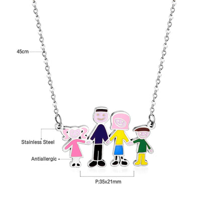 Family of 4 Oil Drop Pendant Necklace