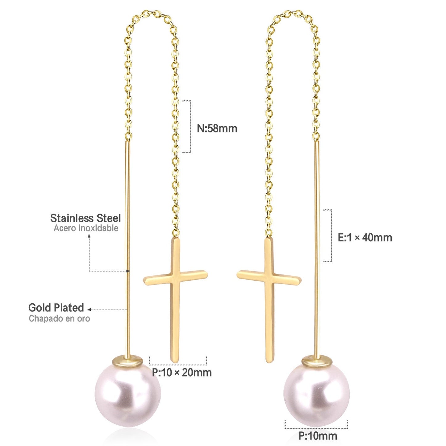 Hypoallergenic Girls Fashion Cut Stud Earrings with White Pearls