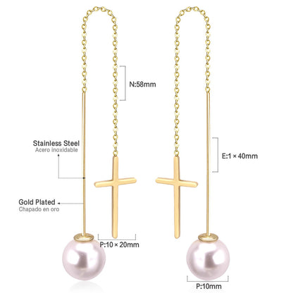 Hypoallergenic Girls Fashion Cut Stud Earrings with White Pearls