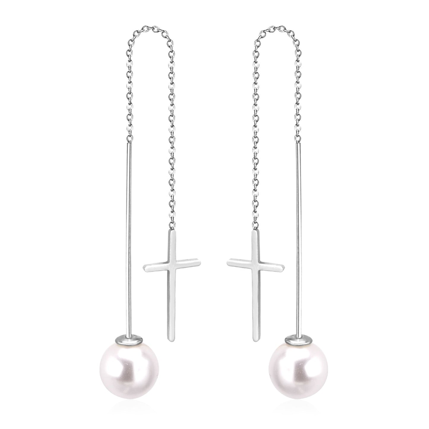 Hypoallergenic Girls Fashion Cut Stud Earrings with White Pearls