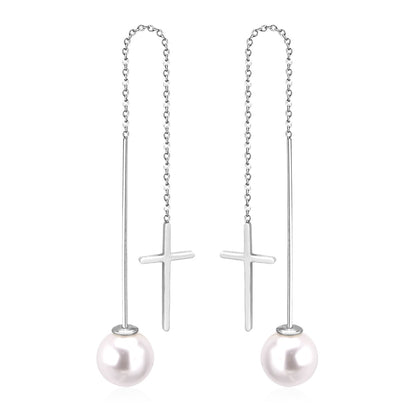 Hypoallergenic Girls Fashion Cut Stud Earrings with White Pearls