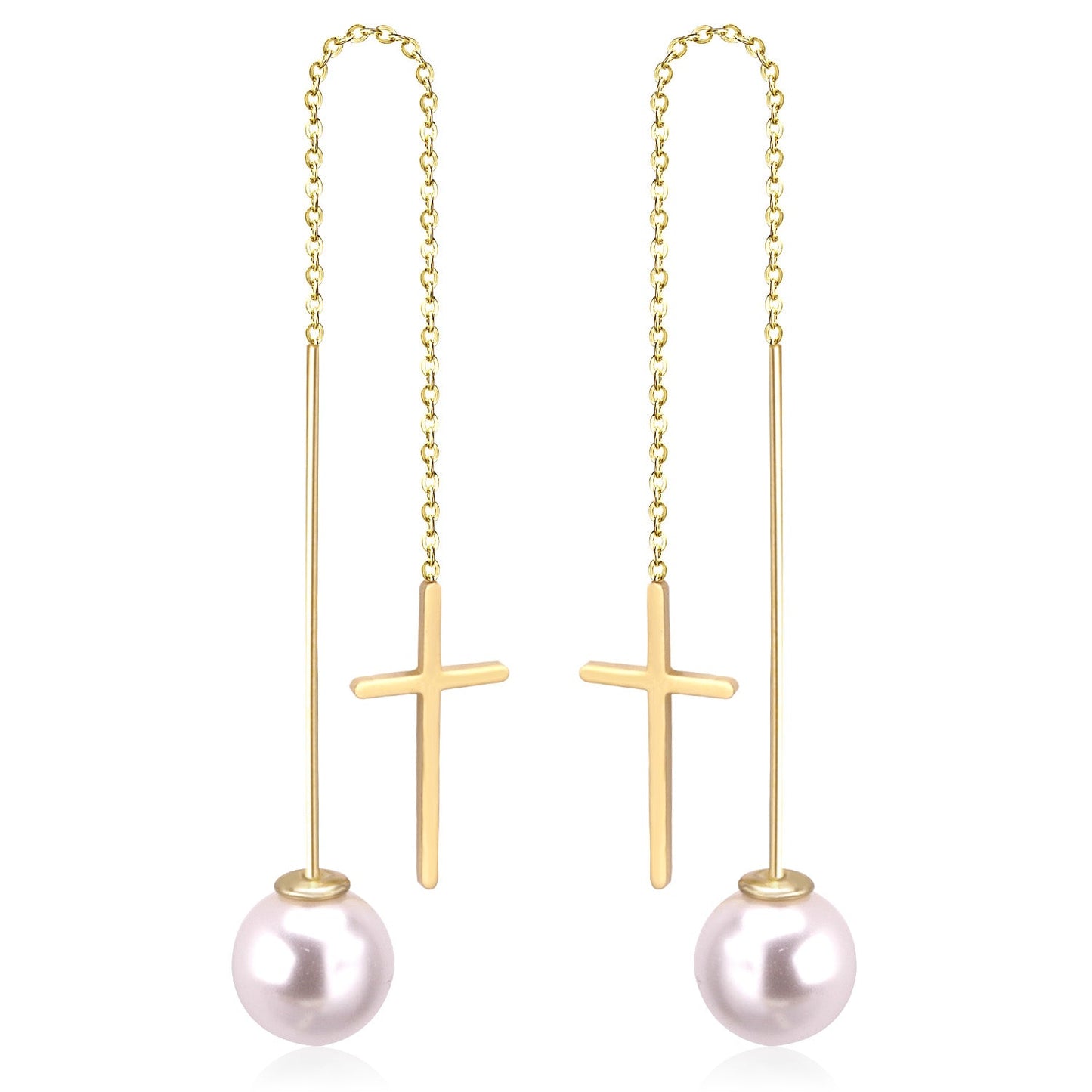 Hypoallergenic Girls Fashion Cut Stud Earrings with White Pearls