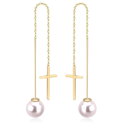 Hypoallergenic Girls Fashion Cut Stud Earrings with White Pearls