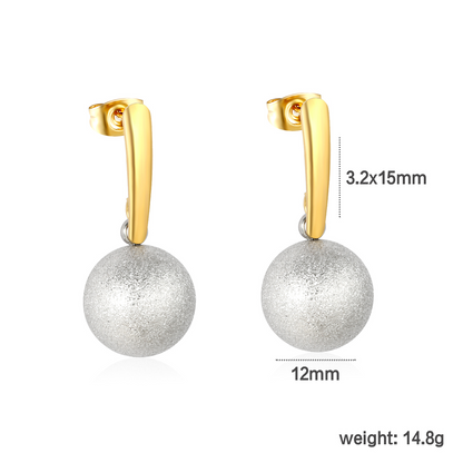 ✨ Wholesale 12mm Matte Bead Earrings | Two-Tone Gold | Hypoallergenic