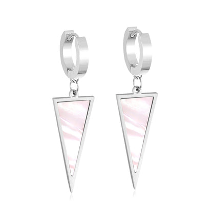 Hoop Earing Korean Style Traingle Shell Stainless Steel Drop Earrings Fashion Jewelry2020 Set For Women Brinco