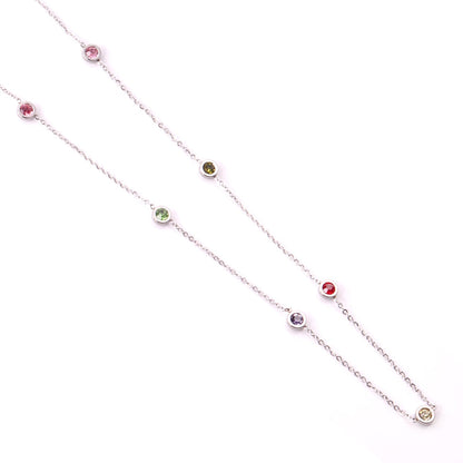 Round Pendant Necklace with Mixed Color Diamonds and White Diamonds 6mm 57+5cm