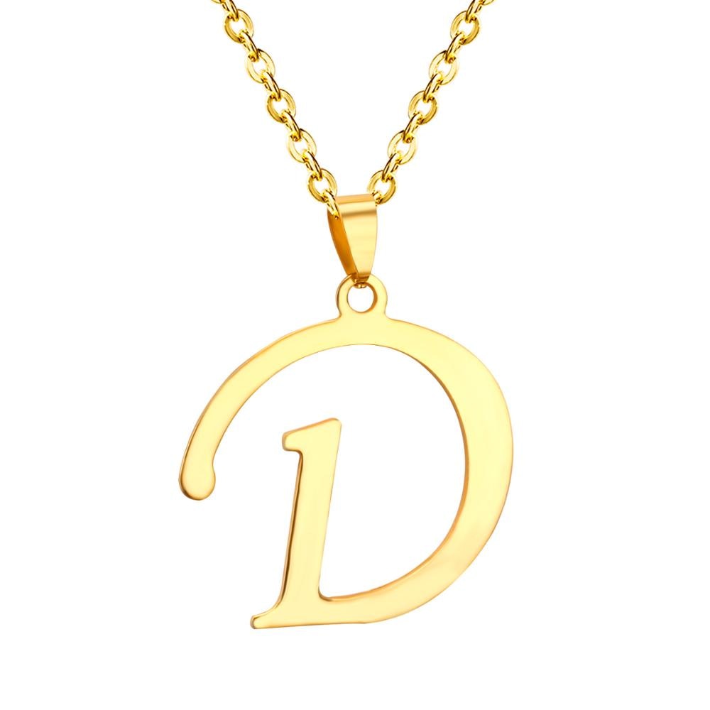 ASON Initial 26 Letters A-Z Gold Color Stainless Steel Modern Chain Choker Pendant Necklaces For Women Fashion Jewelry