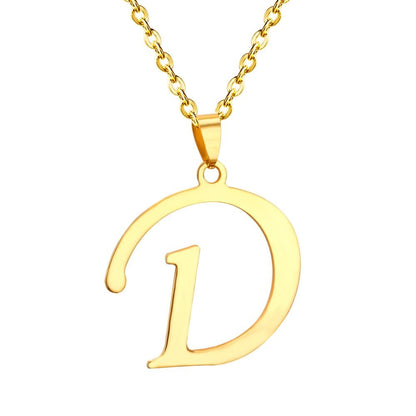 ASON Initial 26 Letters A-Z Gold Color Stainless Steel Modern Chain Choker Pendant Necklaces For Women Fashion Jewelry