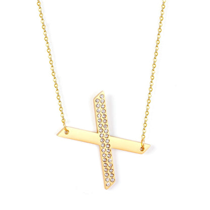 Stainless Steel Zircon Pendants Necklaces Gold Color Letter Necklace Chains Accessories Collars Choker Wholesale
