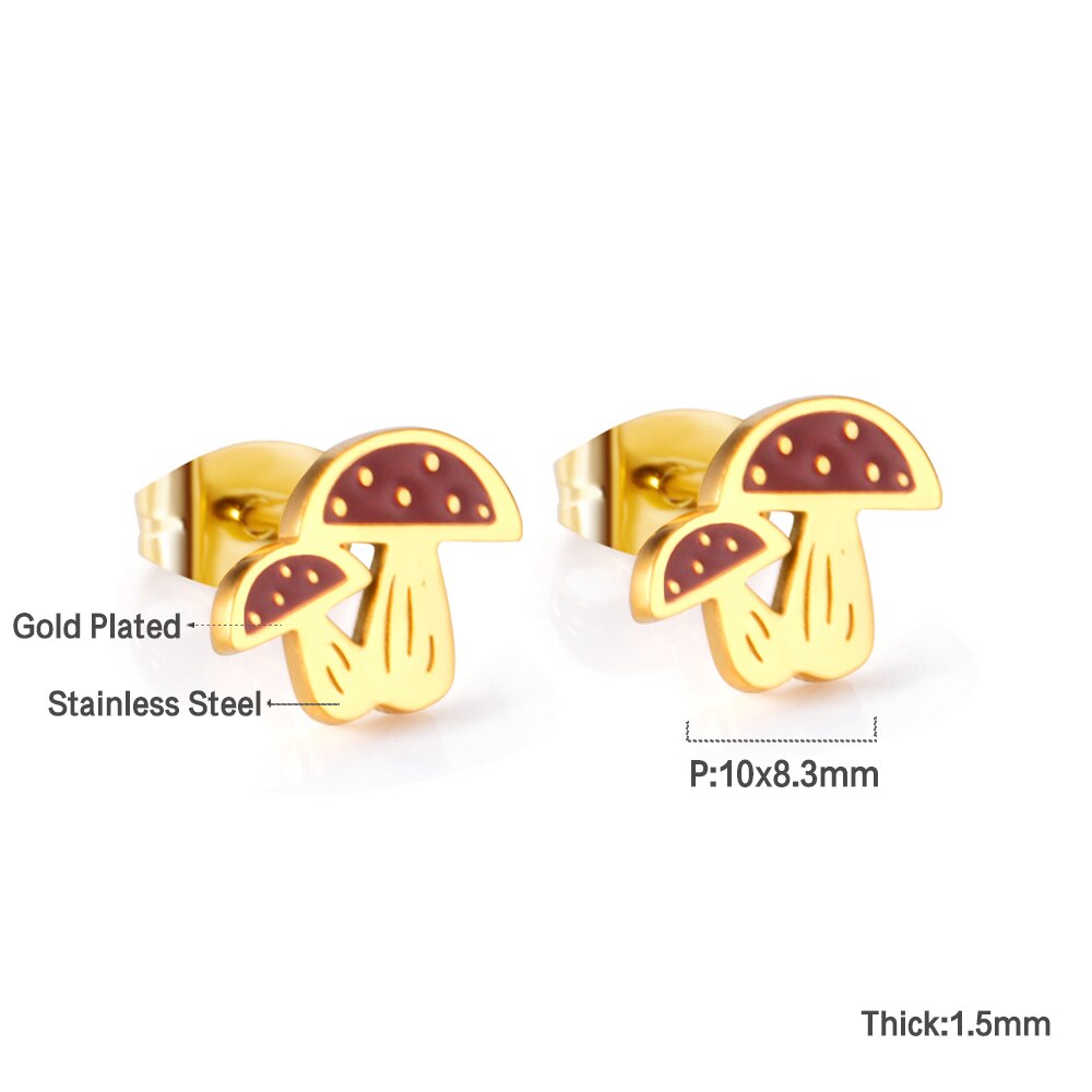 ASON Cute Vegetable Shape Cartoon Earrings 316L Stainless Steel Unusual Small Stud Earrings for Women Fashion Jewelry