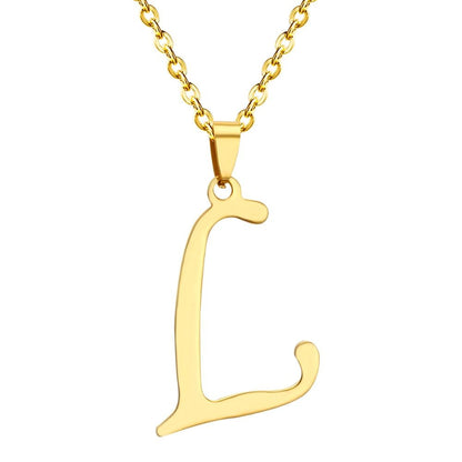 ASON Initial 26 Letters A-Z Gold Color Stainless Steel Modern Chain Choker Pendant Necklaces For Women Fashion Jewelry