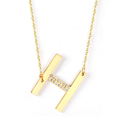 Stainless Steel Zircon Pendants Necklaces Gold Color Letter Necklace Chains Accessories Collars Choker Wholesale