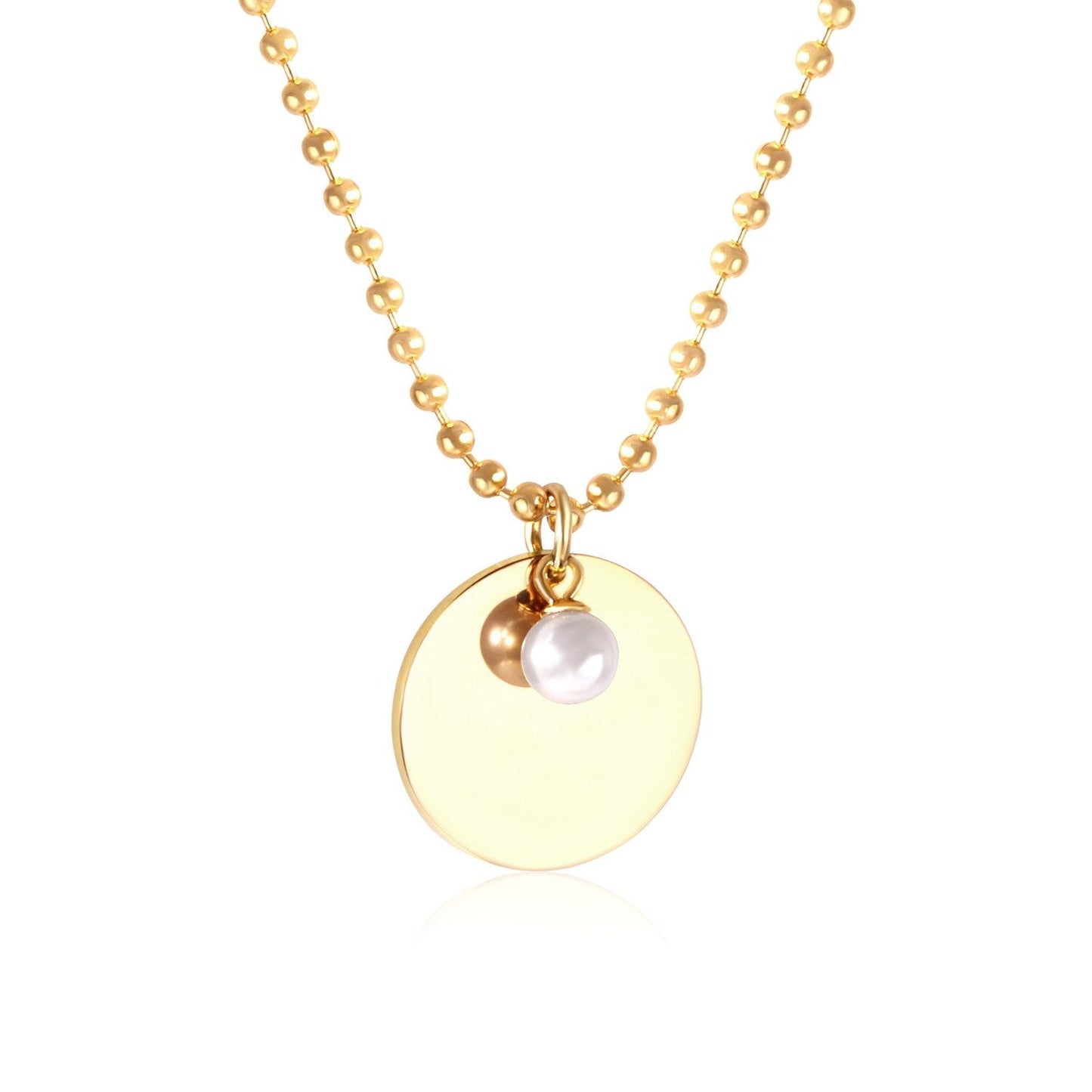 Gothic Fake Pearl Stainless Steel Round Pendant Necklaces For Men Women Jewelry Chain Necklace Collar Collier Set