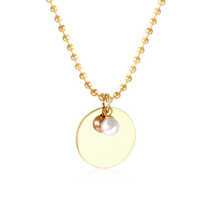 Gothic Fake Pearl Stainless Steel Round Pendant Necklaces For Men Women Jewelry Chain Necklace Collar Collier Set