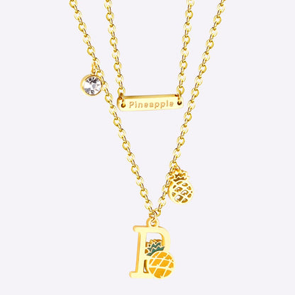 New Arrival Vegetable Food Cartoon Double Chain Pendant Necklace For Girls Fashion Chain Jewellry Necklace choker