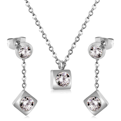 New Heart Shape Crystal Fashion Necklaces Droop Earrings Sets For Woman Dubai Wedding Jewelry Set pendientes bijoux