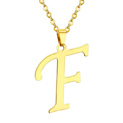 ASON Initial 26 Letters A-Z Gold Color Stainless Steel Modern Chain Choker Pendant Necklaces For Women Fashion Jewelry