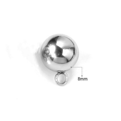 ASON 100pcs 8mm 10mm Stainless Steel Ball with Ring Jewelry Finding Pendant Charm Steel Beads for DIY Jewelry Making