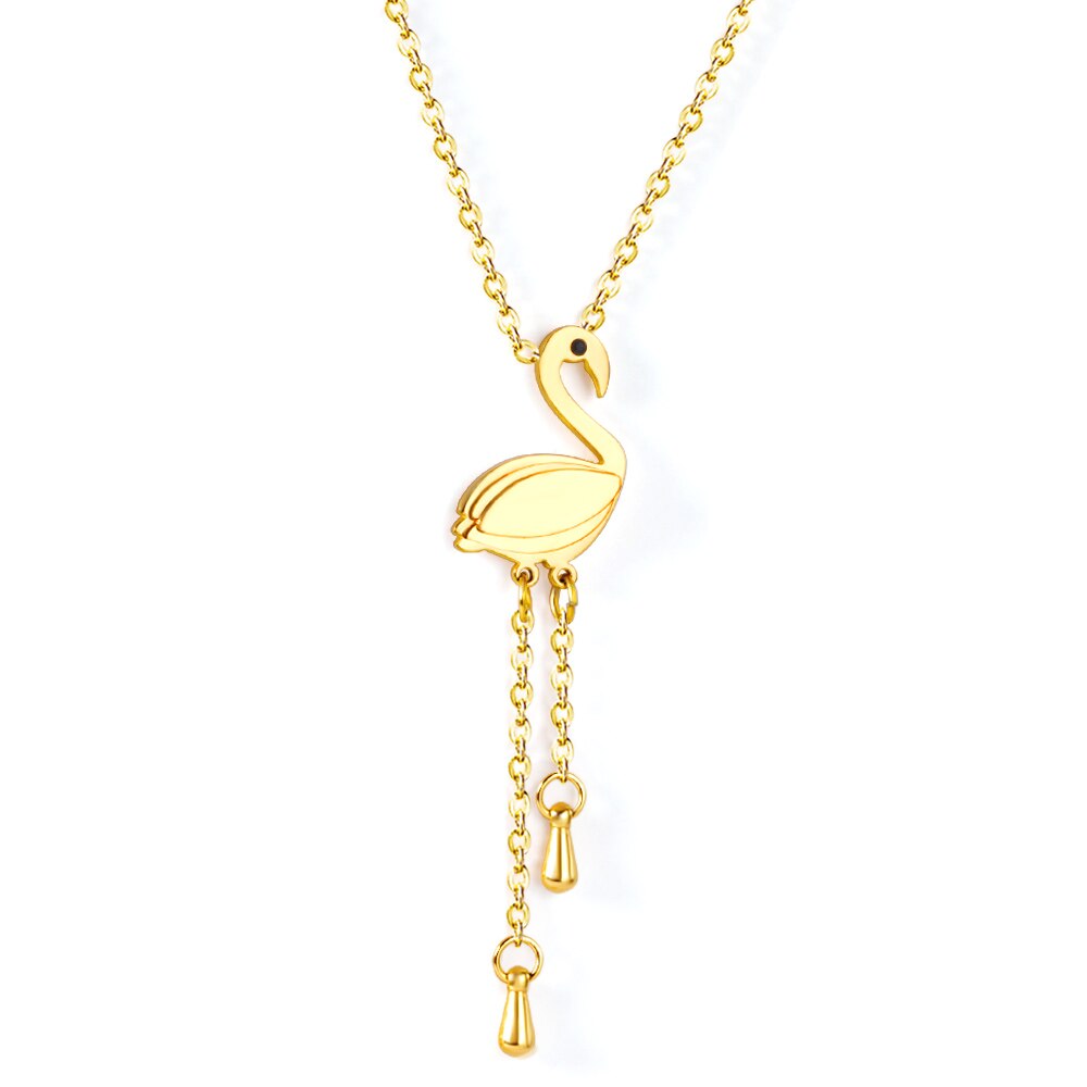 ASON Gold Color Bird Pendant Necklace Stainless Steel Non-Allergic Choker for Women Fashion Jewelry Party Gift Accessory
