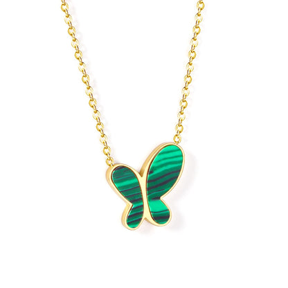 Enamel Girls Kids Jewelry New Fashion Stainless Steel Butterfly Pendant Necklaces For Women Korean Style bijoux femme