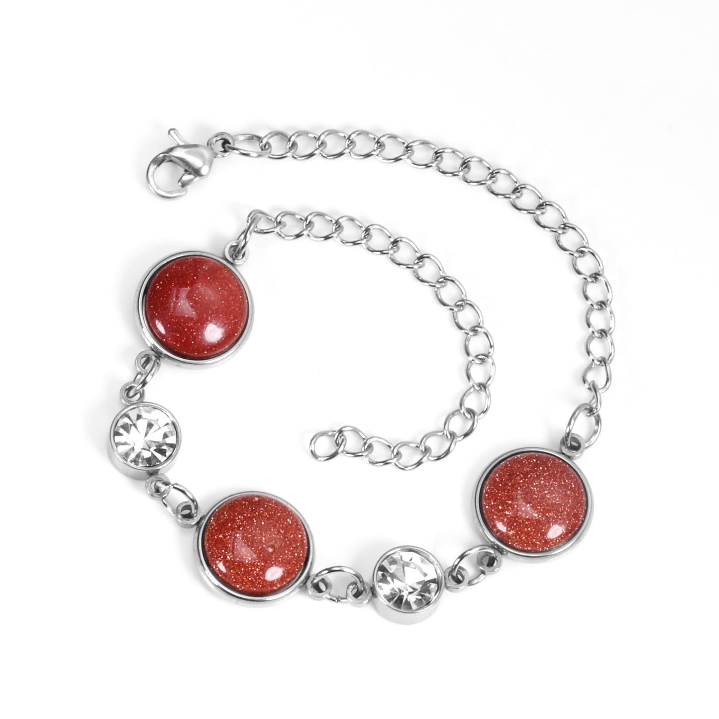 Green red rineston zircon chain bracelet charms stainless steel bracelet & bangle gold vacuum bracelets pulseras