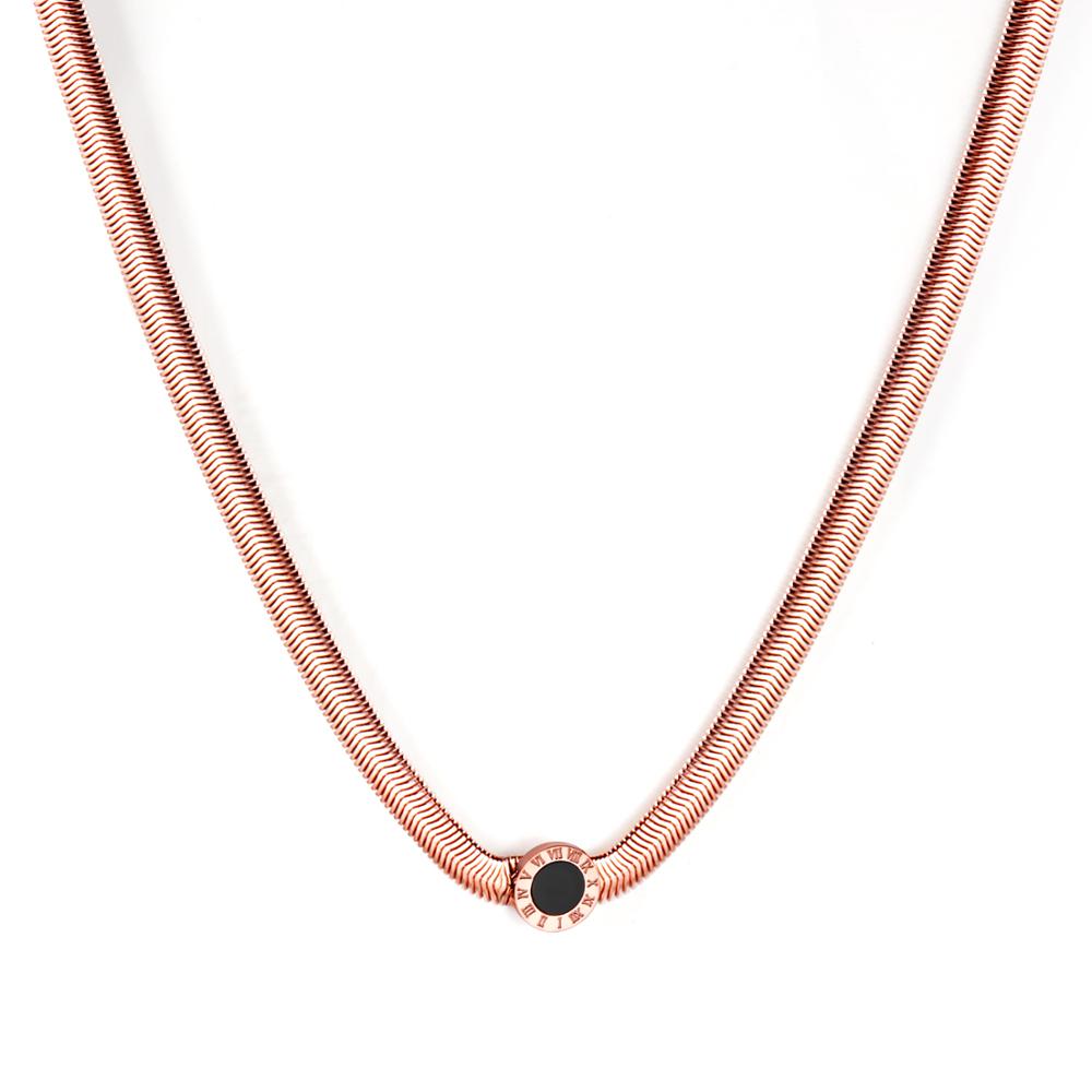 Jewlery Collar Love 10MM Round Pendants Necklaces Rose Gold Stainless Steel 6mm Width Chains Necklace For Women set