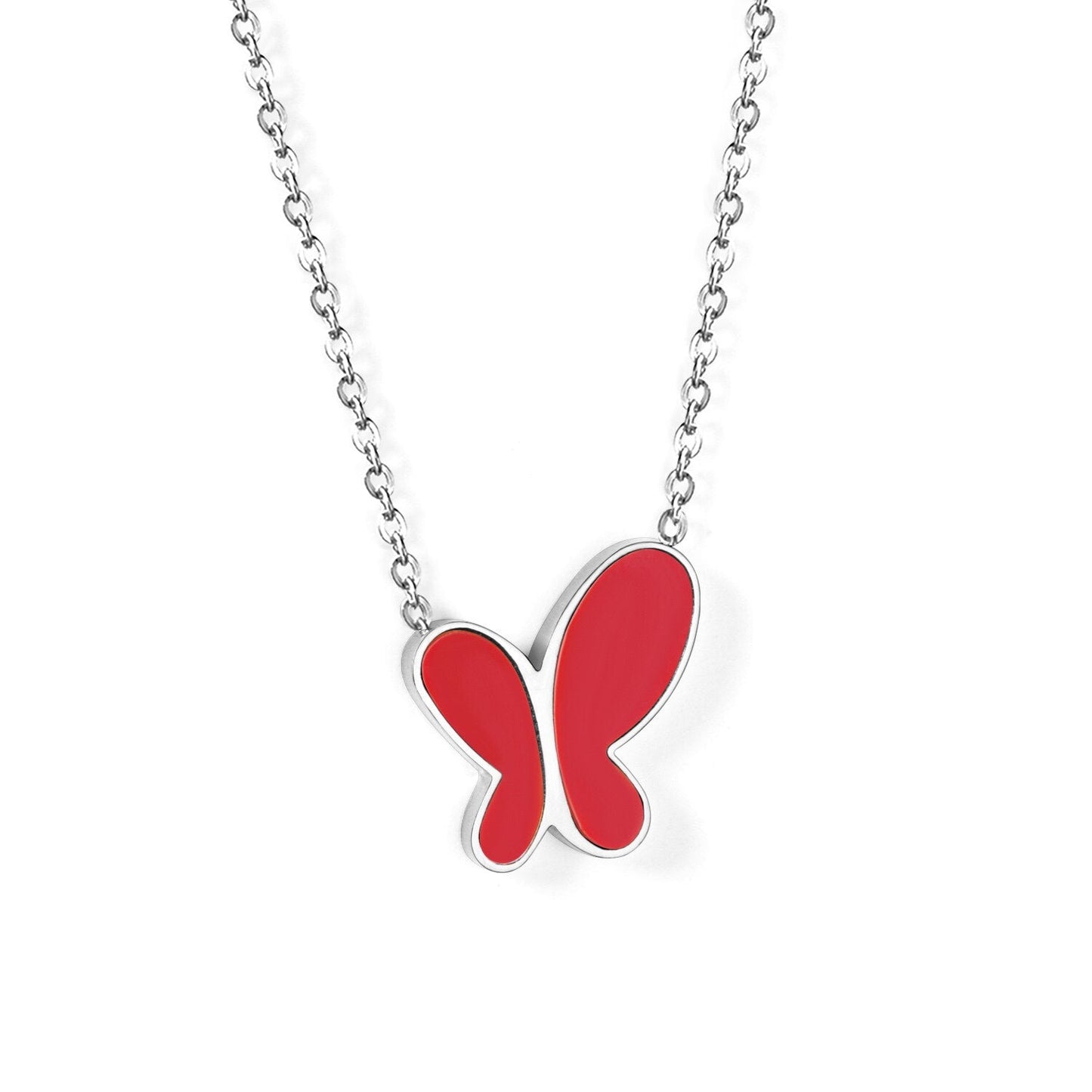 Enamel Girls Kids Jewelry New Fashion Stainless Steel Butterfly Pendant Necklaces For Women Korean Style bijoux femme