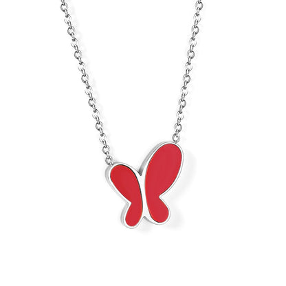 Enamel Girls Kids Jewelry New Fashion Stainless Steel Butterfly Pendant Necklaces For Women Korean Style bijoux femme