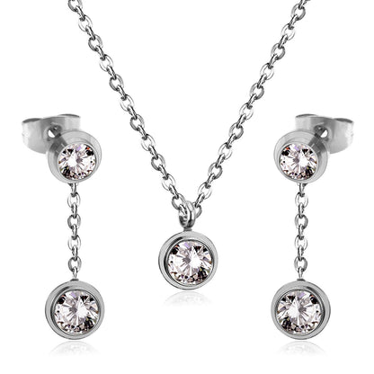 New Heart Shape Crystal Fashion Necklaces Droop Earrings Sets For Woman Dubai Wedding Jewelry Set pendientes bijoux