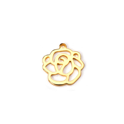 ASON100 Pcs/Lot Rose Pendant 316L Stainless Steel Flowers Charm Wholesale Gold Silver Color For Necklace Bracelet Jewelry Making