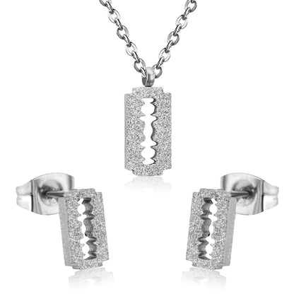 Fashion Frost Gold Pendant Necklace Set for Women Stainless Steel Jewellry Sets Wedding Necklace Set parures bijoux