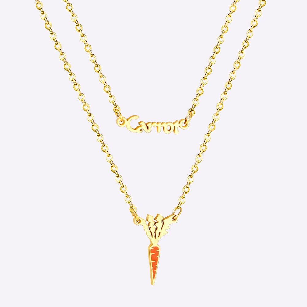 New Arrival Vegetable Food Cartoon Double Chain Pendant Necklace For Girls Fashion Chain Jewellry Necklace choker
