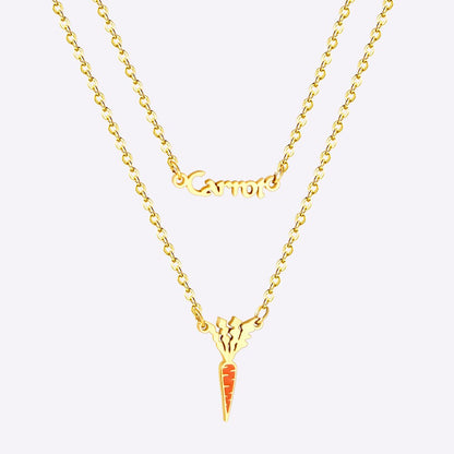 New Arrival Vegetable Food Cartoon Double Chain Pendant Necklace For Girls Fashion Chain Jewellry Necklace choker