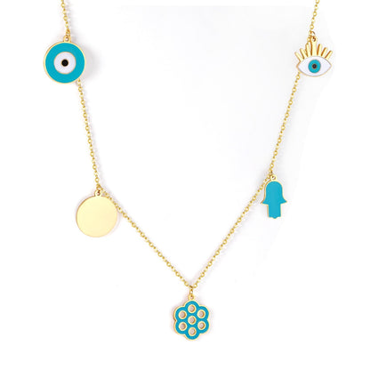 Blue Turkish Eyes Jewelry Evil Eyes Necklaces For Woman Stainless Steel Choker Fashion Aesthetic Eyes Strange Thing