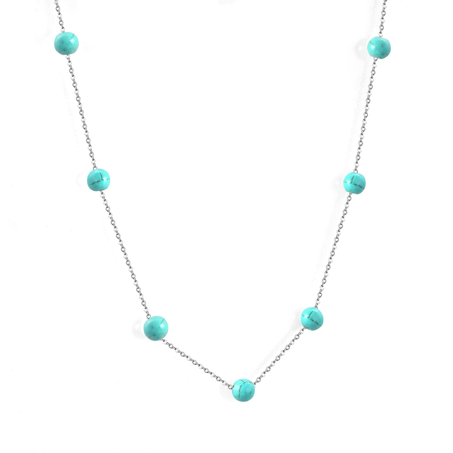 Retro 45+5cm Blue Period Pendant Chain Choker Women Imitation Necklaces Stainless Steel Jewelry Female Collier Gift