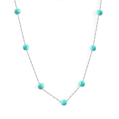 Retro 45+5cm Blue Period Pendant Chain Choker Women Imitation Necklaces Stainless Steel Jewelry Female Collier Gift