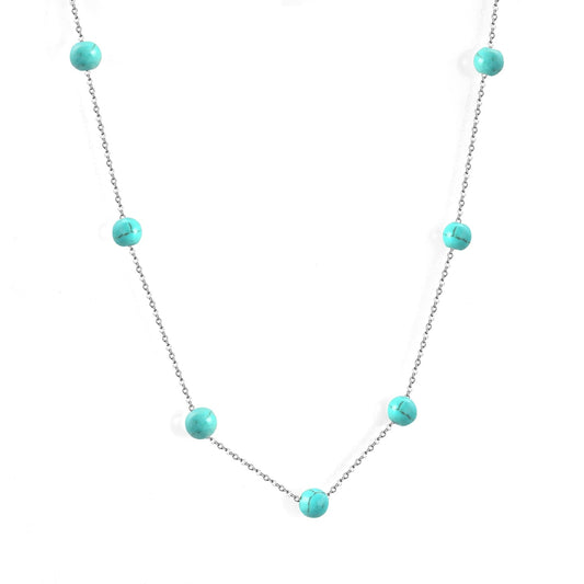 Retro 45+5cm Blue Period Pendant Chain Choker Women Imitation Necklaces Stainless Steel Jewelry Female Collier Gift