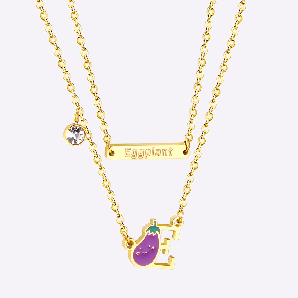 New Arrival Vegetable Food Cartoon Double Chain Pendant Necklace For Girls Fashion Chain Jewellry Necklace choker