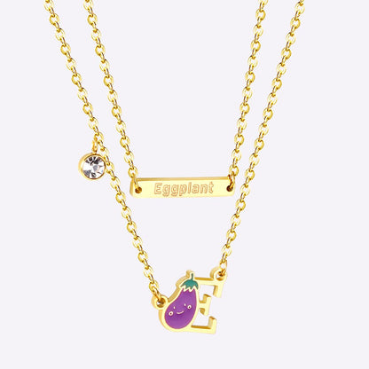 New Arrival Vegetable Food Cartoon Double Chain Pendant Necklace For Girls Fashion Chain Jewellry Necklace choker