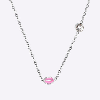 New Red/Pink Color Lips Stainless Steel Pendant Necklace For Girls Fashion Chain Necklace Jewellry bijoux femme