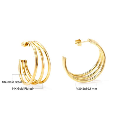 ASON Fashion Korean Style Round Circle Hoops Earrings Stainless Steel Gold Color Earrings For Women Girl Trendy Jewelry