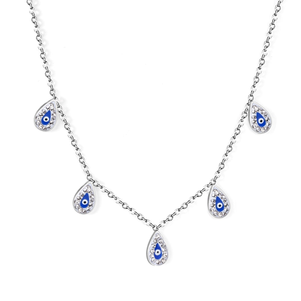 Blue Turkish Eyes Jewelry Evil Eyes Necklaces For Woman Stainless Steel Choker Fashion Aesthetic Eyes Strange Thing