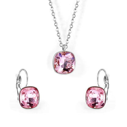 Bridal Jewelry Sets Trendy Style Geomtry Multi-colorful CZ Pendant Necklace Earrings Sets Brinco Party Wholesale