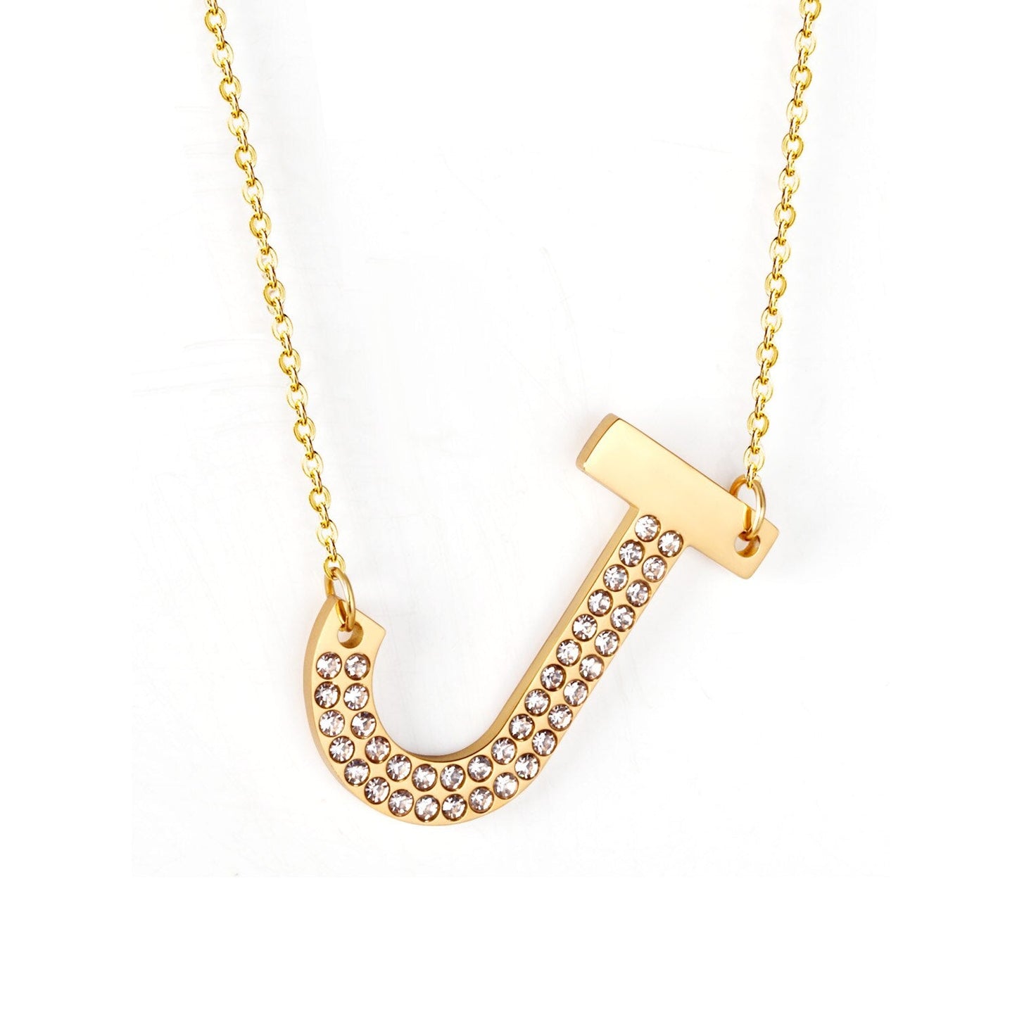 Stainless Steel Zircon Pendants Necklaces Gold Color Letter Necklace Chains Accessories Collars Choker Wholesale