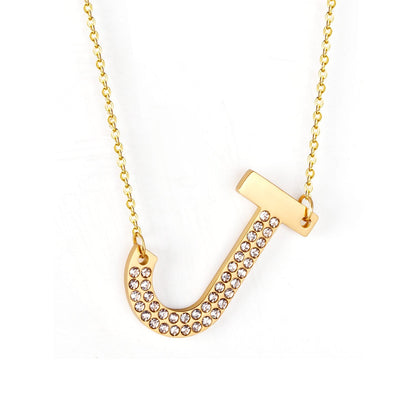 Stainless Steel Zircon Pendants Necklaces Gold Color Letter Necklace Chains Accessories Collars Choker Wholesale