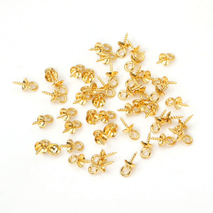 ASON 100pcs/lot Gold/Silver Color Stainless Steel Screw Eye Pin Pearl Pendant Charms Connector for DIY Jewelry Making