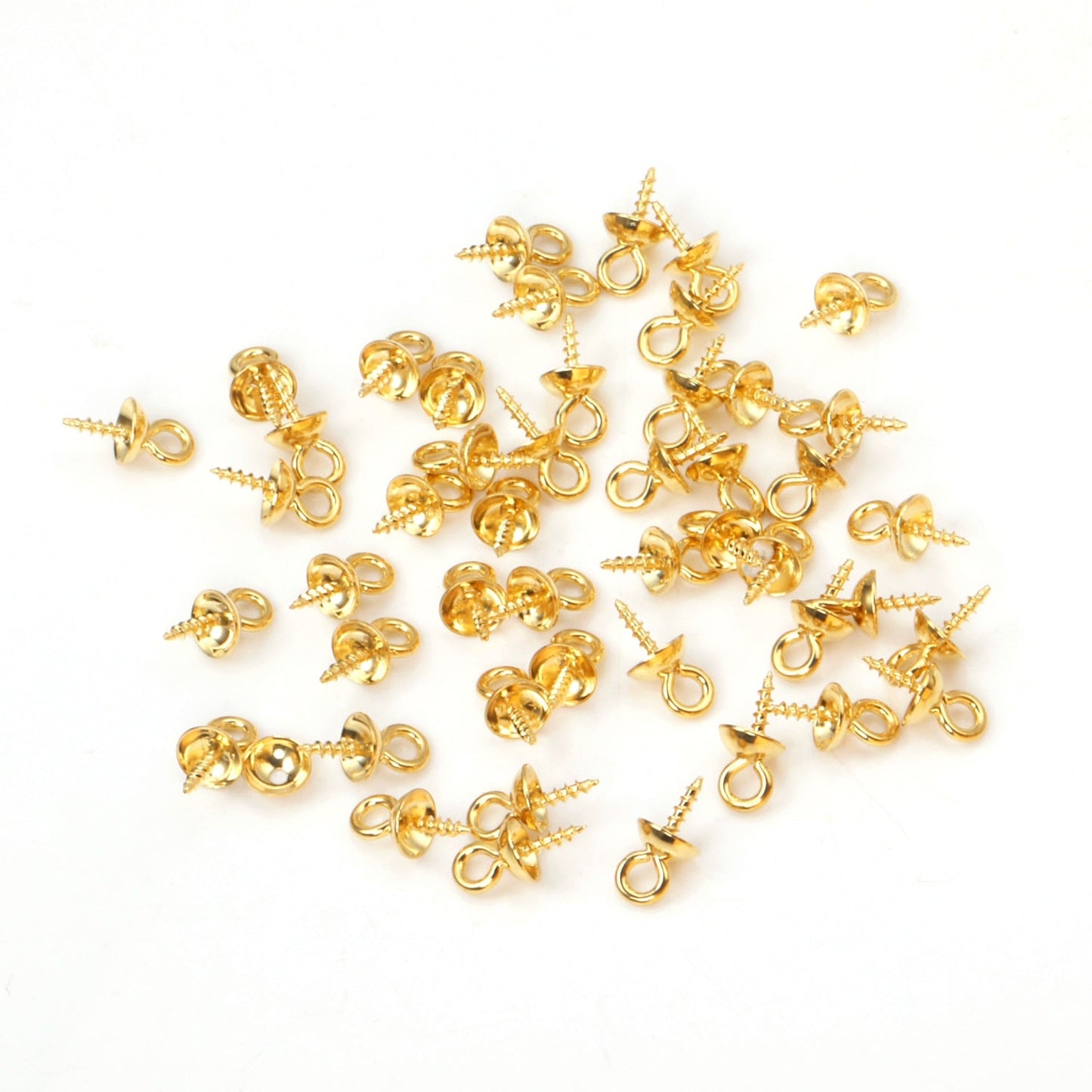 ASON 100pcs/lot Gold/Silver Color Stainless Steel Screw Eye Pin Pearl Pendant Charms Connector for DIY Jewelry Making