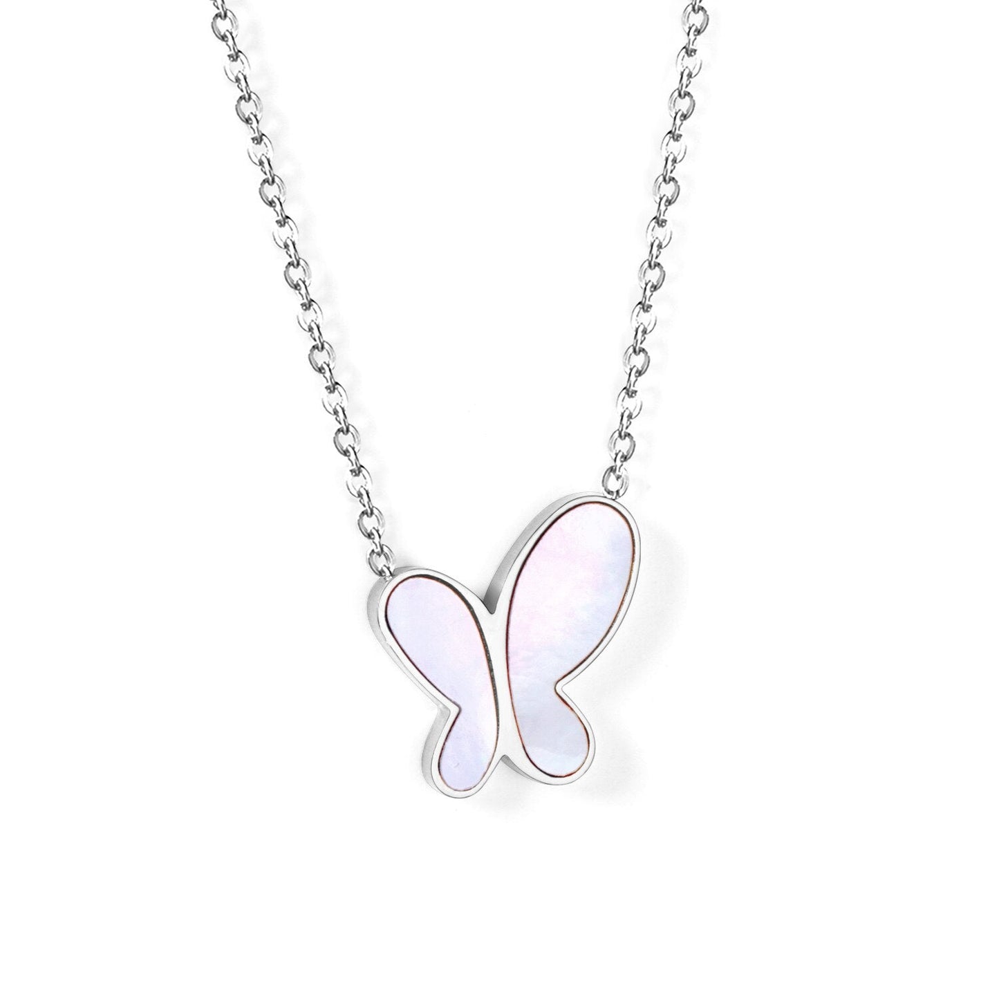 Enamel Girls Kids Jewelry New Fashion Stainless Steel Butterfly Pendant Necklaces For Women Korean Style bijoux femme